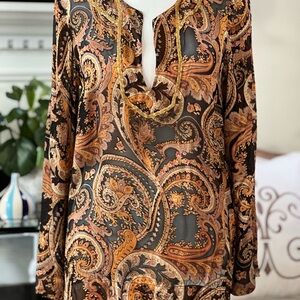 BCBGeneration Black and Brown Paisley Blouse